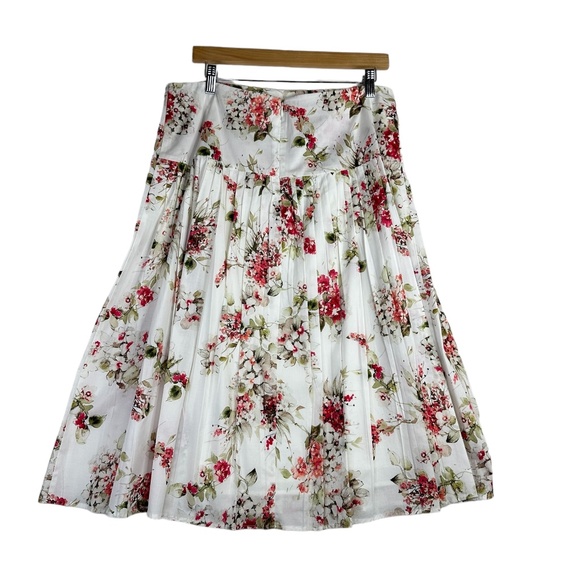 Antonio Melani Harriet Pleated Drop Waist A-Line Midi Skirt Floral Size 12 - Picture 2 of 7